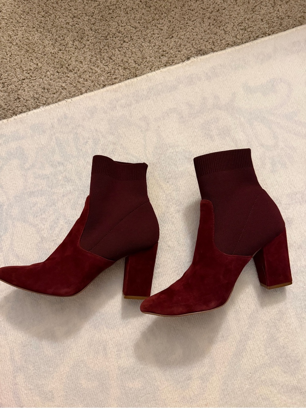 Steve Madden Wine Suede Sock Ankle Boots